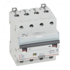 Выключатель автоматический дифференциального тока DX3 4П C20А 30MА-А
