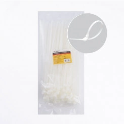 Хомут нейлоновый многоразовый 8x300мм, белый (100шт в упак) Stekker Хомут нейлоновый многоразовый 8x300мм, белый (100шт в упак) Stekker