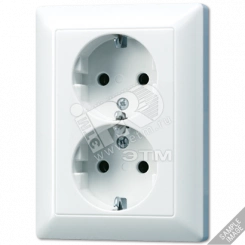 Розетка штепсельная SCHUKO 16A 250V сдвоенная белая Розетка штепсельная SCHUKO 16A 250V сдвоенная белая