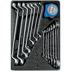 Набор накидных и рожковых ключей, рулетка, ложемент, 15 предметов Набор накидных и рожковых ключей, рулетка, ложемент, 15 предметов