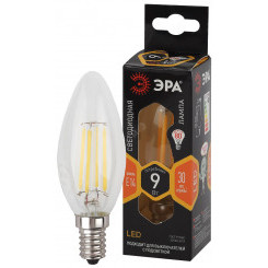 Лампа светодиодная F-LED B35-9w-827-E14  (филамент, свеча, 9Вт, тепл, E14) (10/100/5000) ЭРА