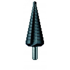 Сверло ступенчатое, HSS TiAlN, Gr.1, d 4-12 мм, прямая канавка, трехплоскостной хвостовик, CBN шлифовка