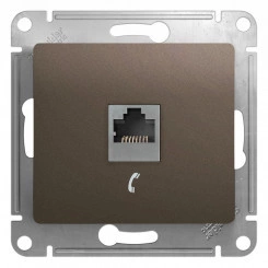 GLOSSA Розетка телефонная RJ11 шоколад в рамку GLOSSA Розетка телефонная RJ11 шоколад в рамку