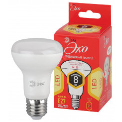 Лампа светодиодная ECO LED R63-8W-827-E27 (диод, рефлектор, 8Вт, тепл, E27 (10/100/1500) ЭРА