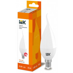 Лампа светодиодная LED 5вт E14 тепло-белый матовая свеча на ветру ECO