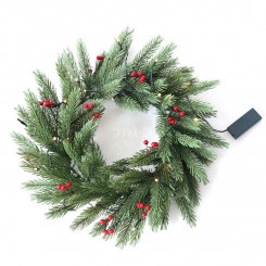 Еловый домашний венок с ягодами и гирляндой NEON-NIGHT ? 45 см, 20 LED, 2 х АА, литой, теплое белое свечение Еловый домашний венок с ягодами и гирляндой NEON-NIGHT ? 45 см, 20 LED, 2 х АА, литой, теплое белое свечение