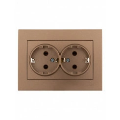 Розетка RAIN двойная с/з керамика бронза матовая
