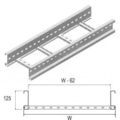 Кабельный лоток лестничного типа серии MEDIUM HEAVY, высота - 125 мм, ширина - 618 мм, длина - 3000 мм, толщина - 1,5 мм, кратность - 6м, PE - Сталь с порошковым покрытием (окрашенная)