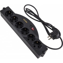 Фильтр сетевой VEKTOR Z, 4 роз. c/з, + 1 роз б/з,  5,0м (3,5кВт, 16А), черный