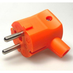 Угловая кабельная вилка с защит. контактом и 2-й системой заземления CEE7/VII,16A 2P+E 250V, оранжевый