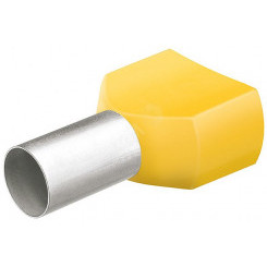 Гильзы сдвоенные контактные с пластиковым изолятором жёлтые 2x600 мм (AWG 2x10) 50 шт L-26 мм KN-9799376