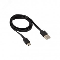 Кабель USB-Type-C, 2,4A, PVC, flat, 1mУстройство зарядное