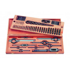 Набор резьбонарезного инструмента No 6005 HSS, 52 пр., M3-M4-M5-M6-M8-M10-M12-M14-M16-M18-M20, деревянный кейс