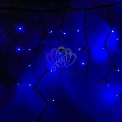 Гирлянда профессиональная Айсикл (бахрома) светодиодный 5.6х0.9м с эффектом мерцаниячерный провод 220В синий