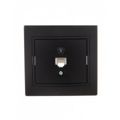 MIRA Розетка телефонная евро чёрный бархат со вставкой (10шт/120шт)