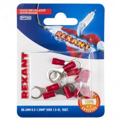 Наконечник кольцевой изолир 8.4 мм 0.5-1.5кв мм красный, 10 шт Наконечник кольцевой изолир 8.4 мм 0.5-1.5кв мм красный, 10 шт