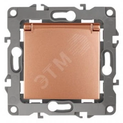 Розетка 2P+E Schuko со шторками с крышкой, 16A-250В, Эра12, медь, 12-2103-14 Розетка 2P+E Schuko со шторками с крышкой, 16A-250В, Эра12, медь, 12-2103-14