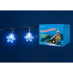 Гирлянда светодиодная Снежинки с контроллером 20 светодиодов 2,8 м белая IP20 провод прозрачный ULD-S0280-020/DTA WHITE IP20 SNOWFLAKES