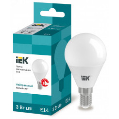 Лампа светодиодная LED 3вт E14 белый матовый шар ECO
