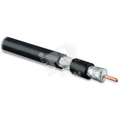 Кабель коаксиальный RG-11, 75 Ом, жила - 14 AWG, черный ПВХ (от -20°C дo +80°C), общий диаметр 10.16мм, PVC