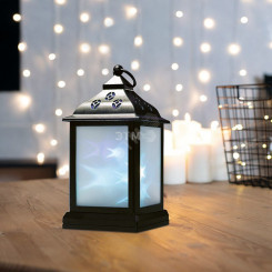 Декоративный домашний фонарь 11х11х22,5 см, черный корпус, цвет свечения RGB с эффектом мерцания NEON-NIGHT