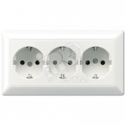 Розетка штепсельная SCHUKO 16A 250V тройная полная плата белая Розетка штепсельная SCHUKO 16A 250V тройная полная плата белая