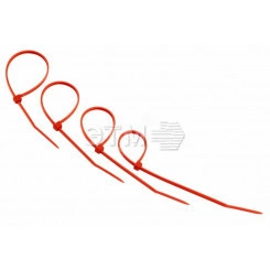 Хомут-стяжкa нeйлонoвая 150x2,5 мм, красная, упаковка 25 шт