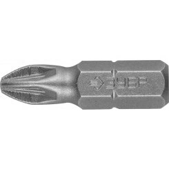 Биты ''Мастер'' кованые, хромомолибденовая сталь, тип хвостовика C 1/4'', PZ2, 25мм, 2шт