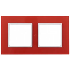 Рамка на 2 поста, стекло, Эра Elegance, красный+бел, 14-5102-23 Рамка на 2 поста, стекло, Эра Elegance, красный+бел, 14-5102-23
