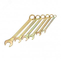 Набор ключей комбинированных (8, 10, 12, 13, 14, 17 мм), (упак - 6 шт.), желтый цинк