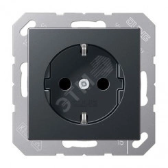 Штепсельная розетка SCHUKO одинарная, с заземлением, без шторок, 16A, 250В (механизм + накладка, без рамки). Серия A500 Материал- термопласт Цвет- матовый антрацит Штепсельная розетка SCHUKO одинарная, с заземлением, без шторок, 16A, 250В (механизм + накладка, без рамки). Серия A500 Материал- термопласт Цвет- матовый антрацит