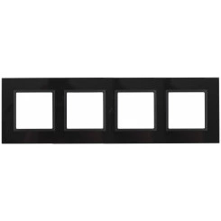 Рамка на 4 поста, стекло, Эра Elegance, чёрный+антр, 14-5104-05