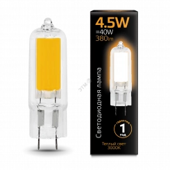 Лампа светодиодная LED 4.5 Вт 380 Лм 3000К теплая G4 капсула 220 В стекло Black Gauss