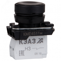 Кнопка КМЕ4522м-черный-2но+2нз-цилиндр-IP54-КЭАЗ