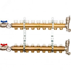 Коллектор распределительный SMB 0468 000009 из латуни без расходомеров 9 вых.