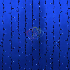 Гирлянда профессиональная Светодиодный Дождь 2х1.5м постоянное свечение темно-зеленый провод 220В синий