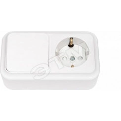 Беларусь Блок наружный: выключатель одноклавишный + розетка с заземлением со шторками В-РЦ-577 Беларусь Блок наружный: выключатель одноклавишный + розетка с заземлением со шторками В-РЦ-577