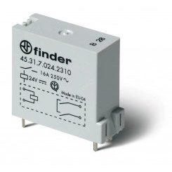 Низкопрофильное миниатюрное электромеханическое реле, монтаж на печатную плату, выводы с шагом 3.5мм, 1NO 16A, контакты AgNi, катушка 24В DС (чувствит.),  разделитель катушка - контакты (для SELV), степень защиты RTII