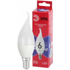 Лампа светодиодная LED BXS-6W-865-E14 R  (диод, свеча на ветру, 6Вт, хол, E14) (10/100/2800) ЭРА