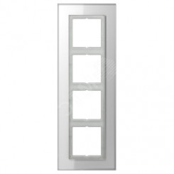 Рамка 4-я для горизонтальной/вертикальной установки  Серия- LS plus  Материал- стекло  Цвет- белый