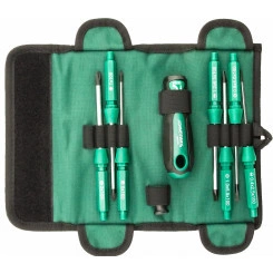 Отвертка со сменными стрежнями в наборе, 9 предметов Отвертка со сменными стрежнями в наборе, 9 предметов