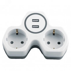 Разветвитель сетевой на 2 выхода + 2 выхода USB, с/з, ADP16-14-20, белый/серый Разветвитель сетевой на 2 выхода + 2 выхода USB, с/з, ADP16-14-20, белый/серый