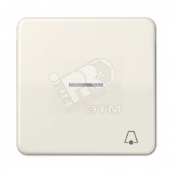 Клавиша с окошком и символом  звонок  для выключателей с подсветкой  слоновая кость