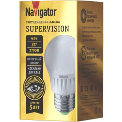Лампа светодиодная 6вт NLL-G45-6-230-2.7K-E27-FR-SV