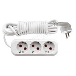 Удлинитель бытовой с заземлением ПВС (3*0,75) 3 гнезда, 2 м.