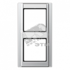 Рамка 2 поста с полем для надписи алюминий