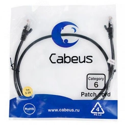 Патч-корд PC-UTP-RJ45-Cat.6-1m-BK U/UTP, категория 6, 2xRJ45/8p8c, неэкранированный, черный, PVC, 1м