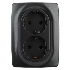 Розетка 2X2P+E Schuko со шторками , 16A-250В, Эра12, антрацит, 12-2108-05 Розетка 2X2P+E Schuko со шторками , 16A-250В, Эра12, антрацит, 12-2108-05