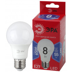 Лампа светодиодная LED A60-8W-865-E27 R  (диод, груша, 8Вт, хол, E27) ЭРА