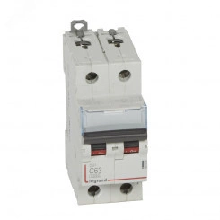 Выключатель автоматический двухполюсный 63А С DX3 6kA/10kA